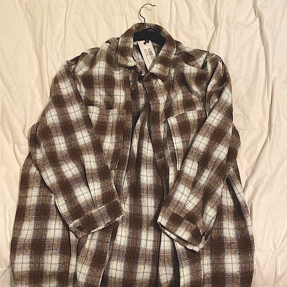 Brown Plaid Flannel Oversized